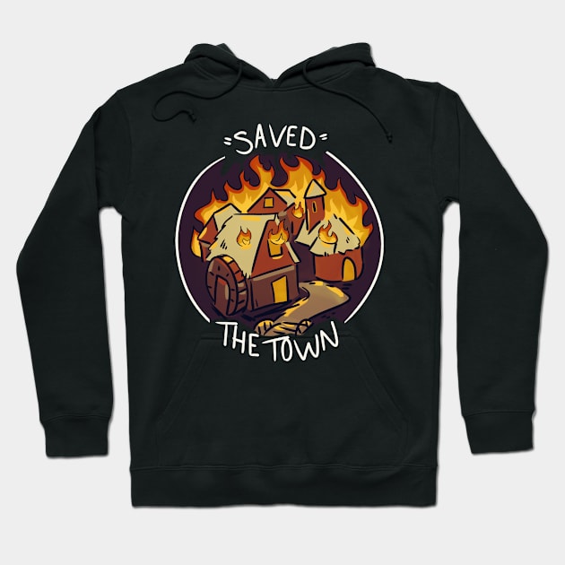 RPG Burned Down The Town - "Saved" - Dark Mode Hoodie by Rumpled Crow